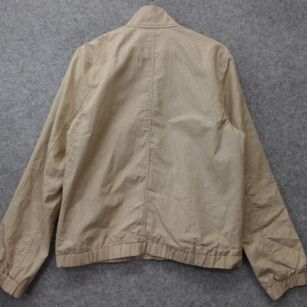 BANANA REPUBLIC Mens Harrington Jacket M Beige Linen Full Zip Utility Bomber